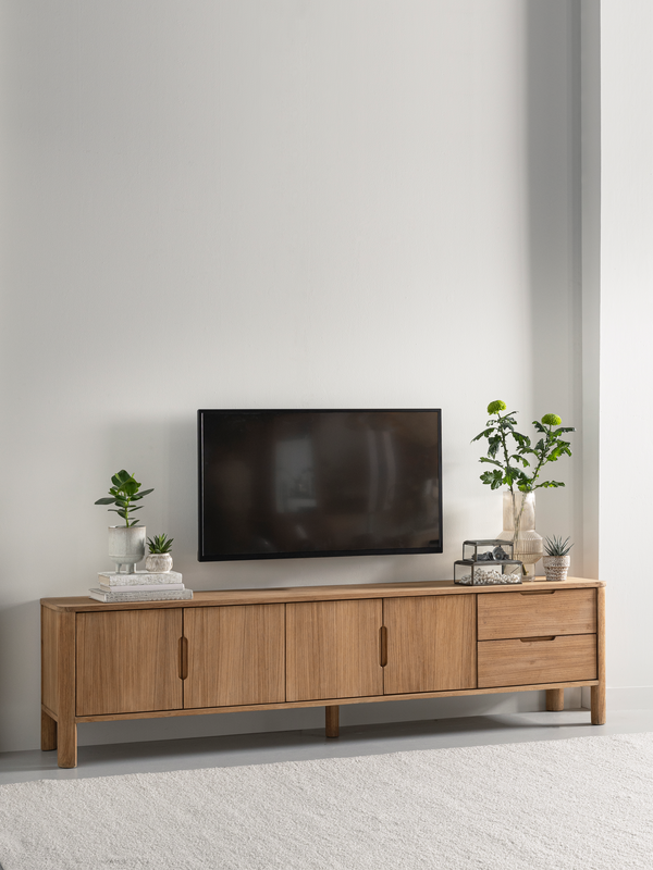 DTP Home TV stand Forte, 4 doors, 2 drawers in a room setting