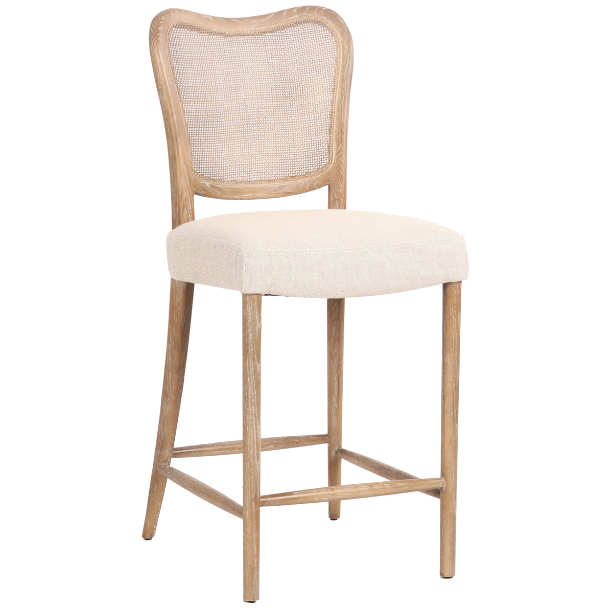 Keiichi Chadlington Rattan and Natural Linen Counter Stool
