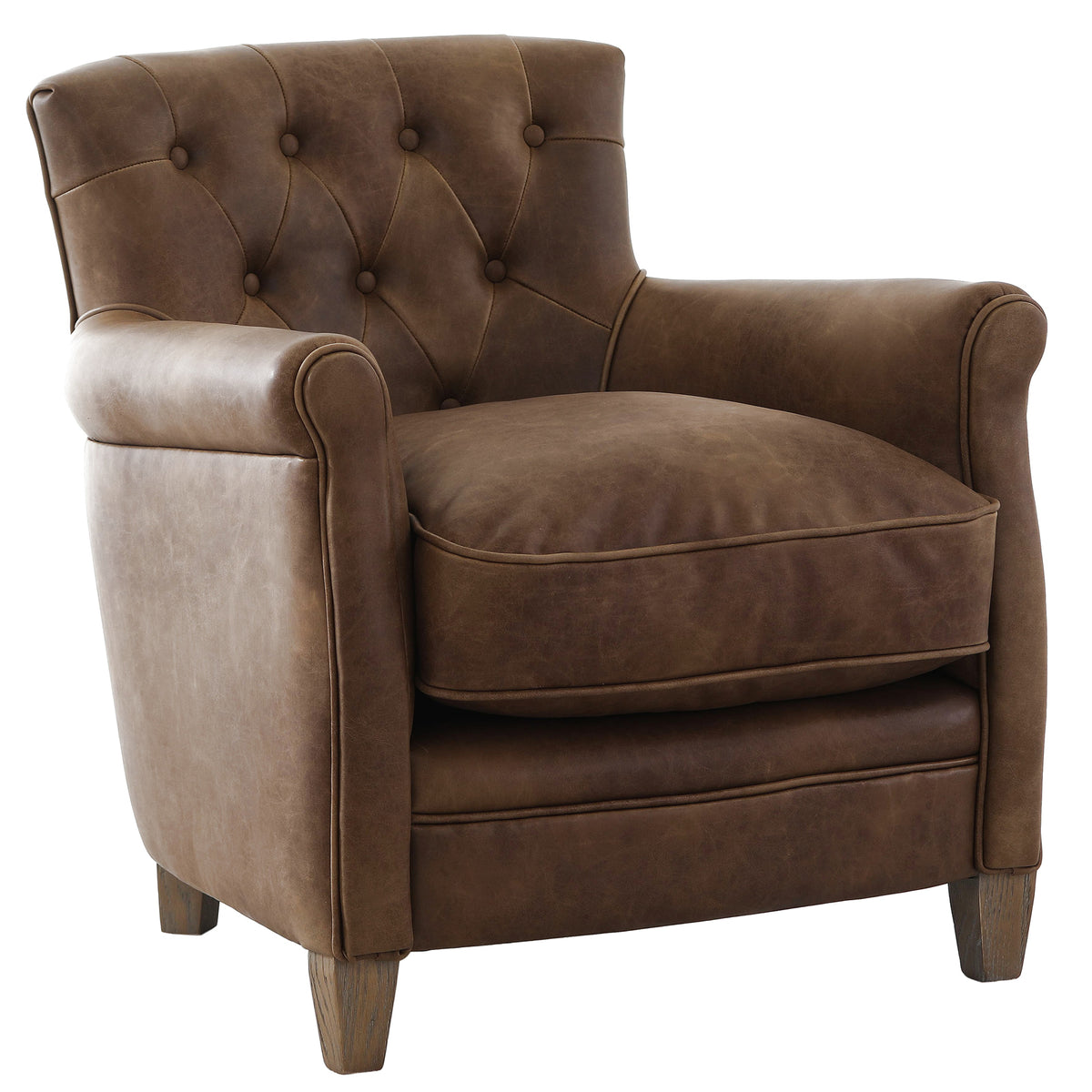 Keiichi Oxford Club Chair in Chocolate Leather