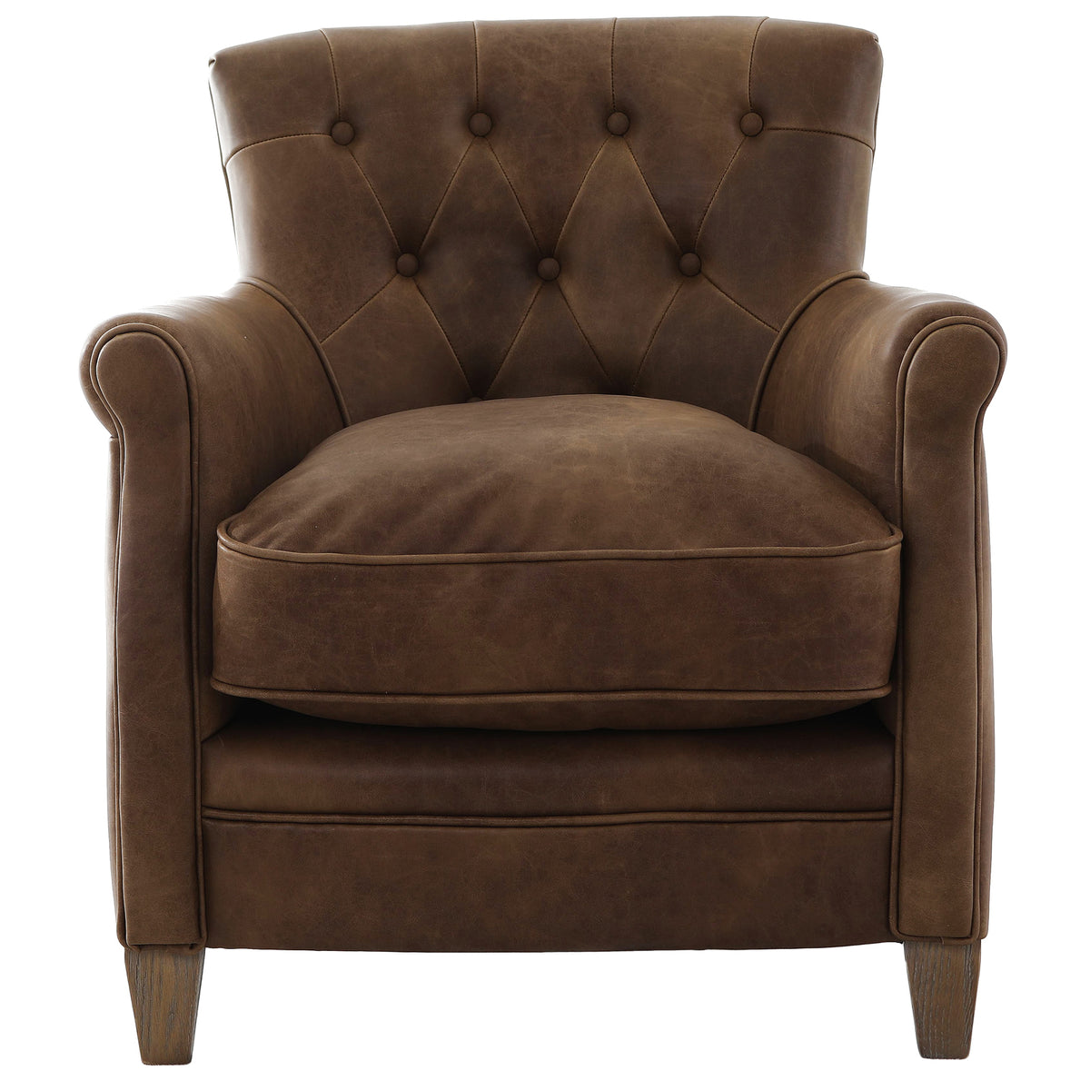 Keiichi Oxford Club Chair in Chocolate Leather, view 3