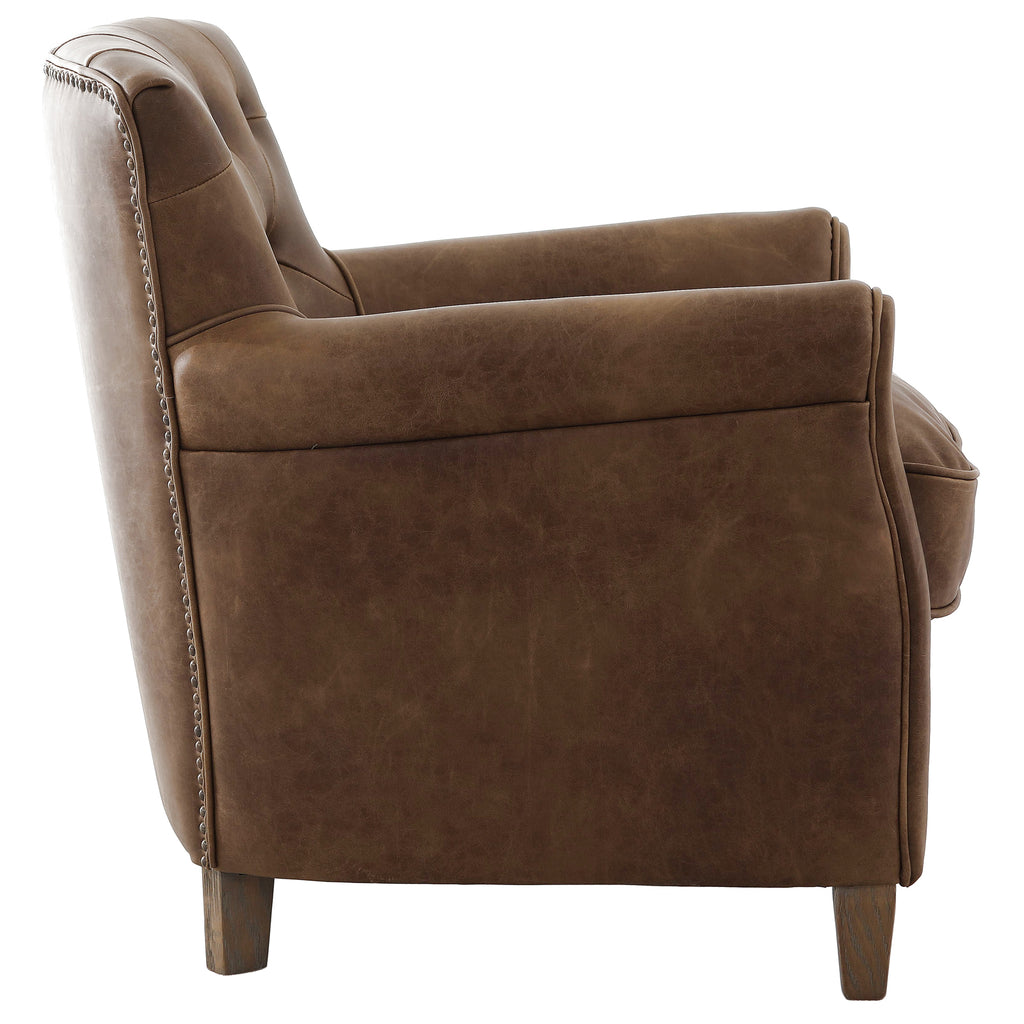 Keiichi Oxford Club Chair in Chocolate Leather, view 4