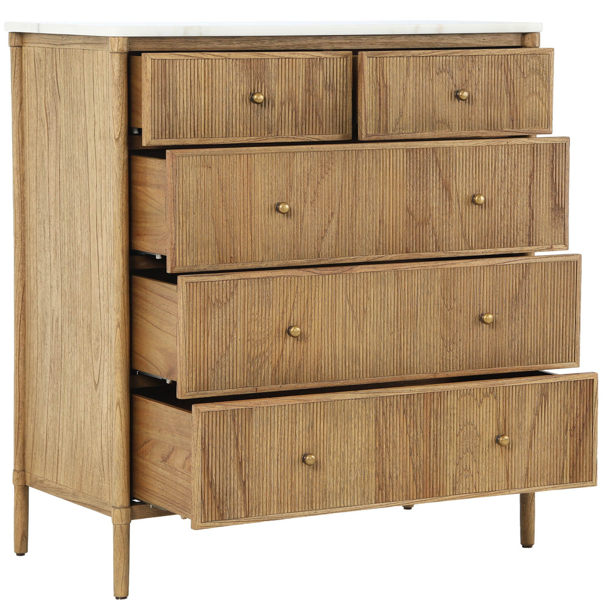 Keiichi Highgrove 5 Drawer Chest of Drawers with Marble Top, view 4