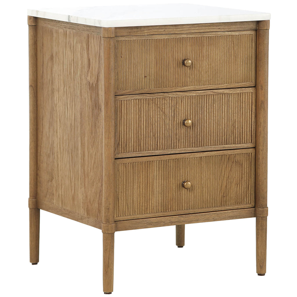 Keiichi Highgrove Bedside Table with Marble Top, view 3