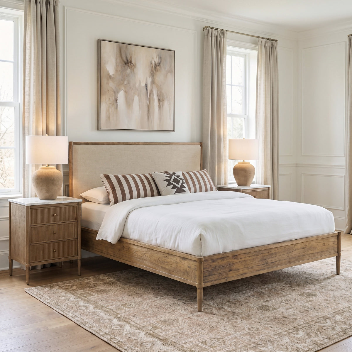 Keiichi Highgrove Bedside Table with Marble Top, view 2
