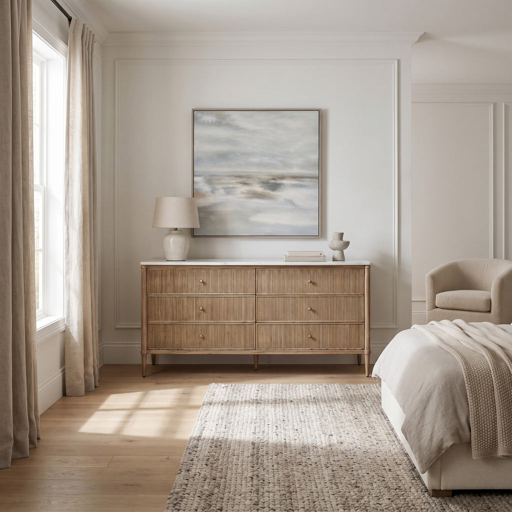Keiichi Highgrove 6 Drawer Chest of Drawers with Marble Top, view 2