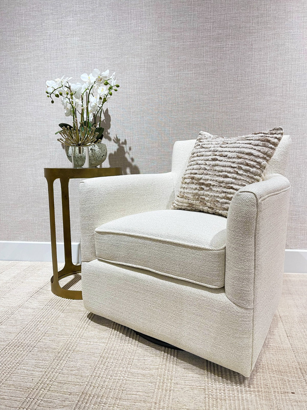 Keiichi Paxford Swivel Chair in Off-White, view 15