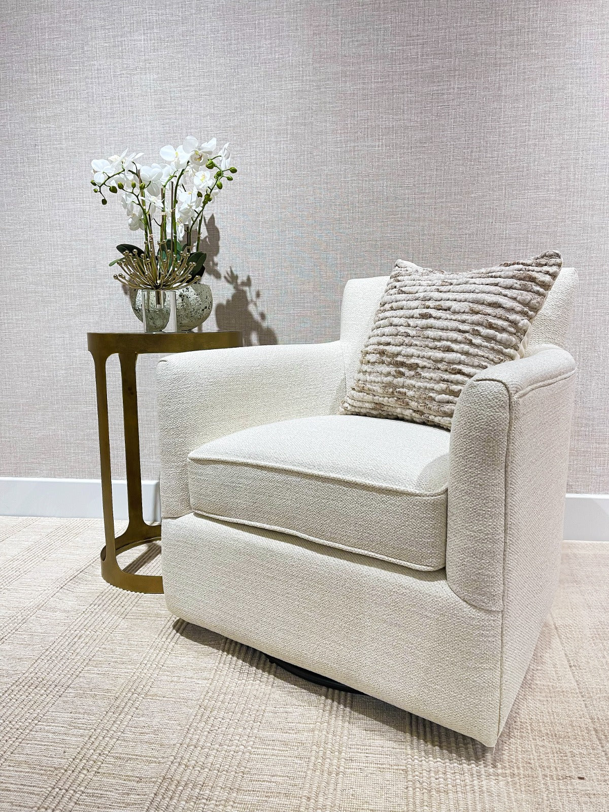 Keiichi Paxford Swivel Chair in Off-White, view 15