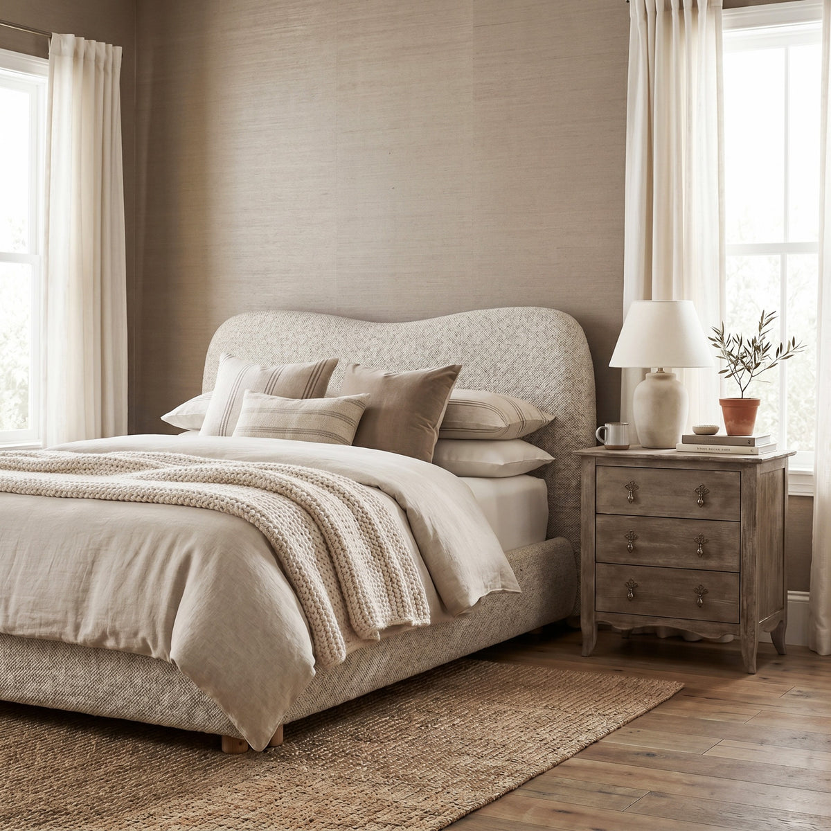 Keiichi Chadlington Curved Upholstered Bed, view 2