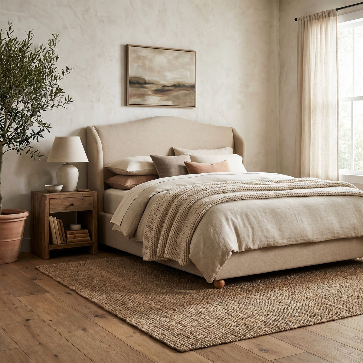 Keiichi Wilmcote Winged Upholstered Bed, view 8