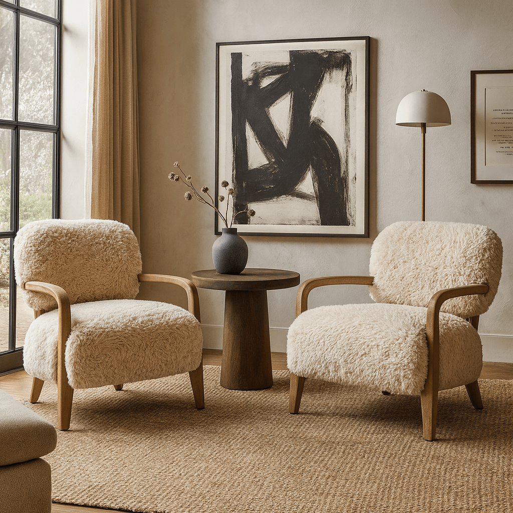 Keiichi Baaarb Accent Chair in Faux Sheepskin, view 8