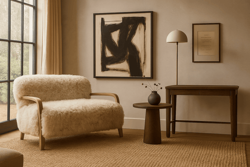 Keiichi Baaarb Sofa in Natural Real Long Sheepskin, view 2