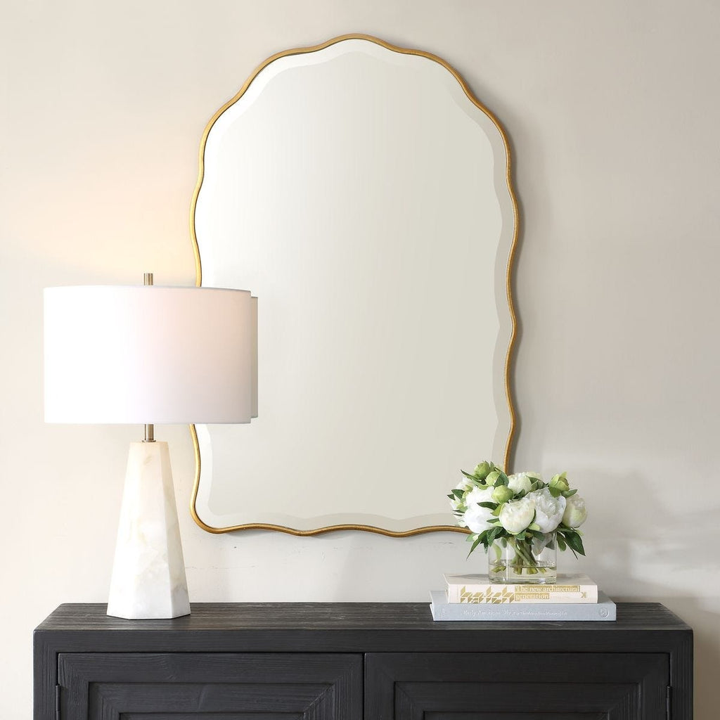 Keiichi Irregular Arched Mirror in Gold Leaf, view 2