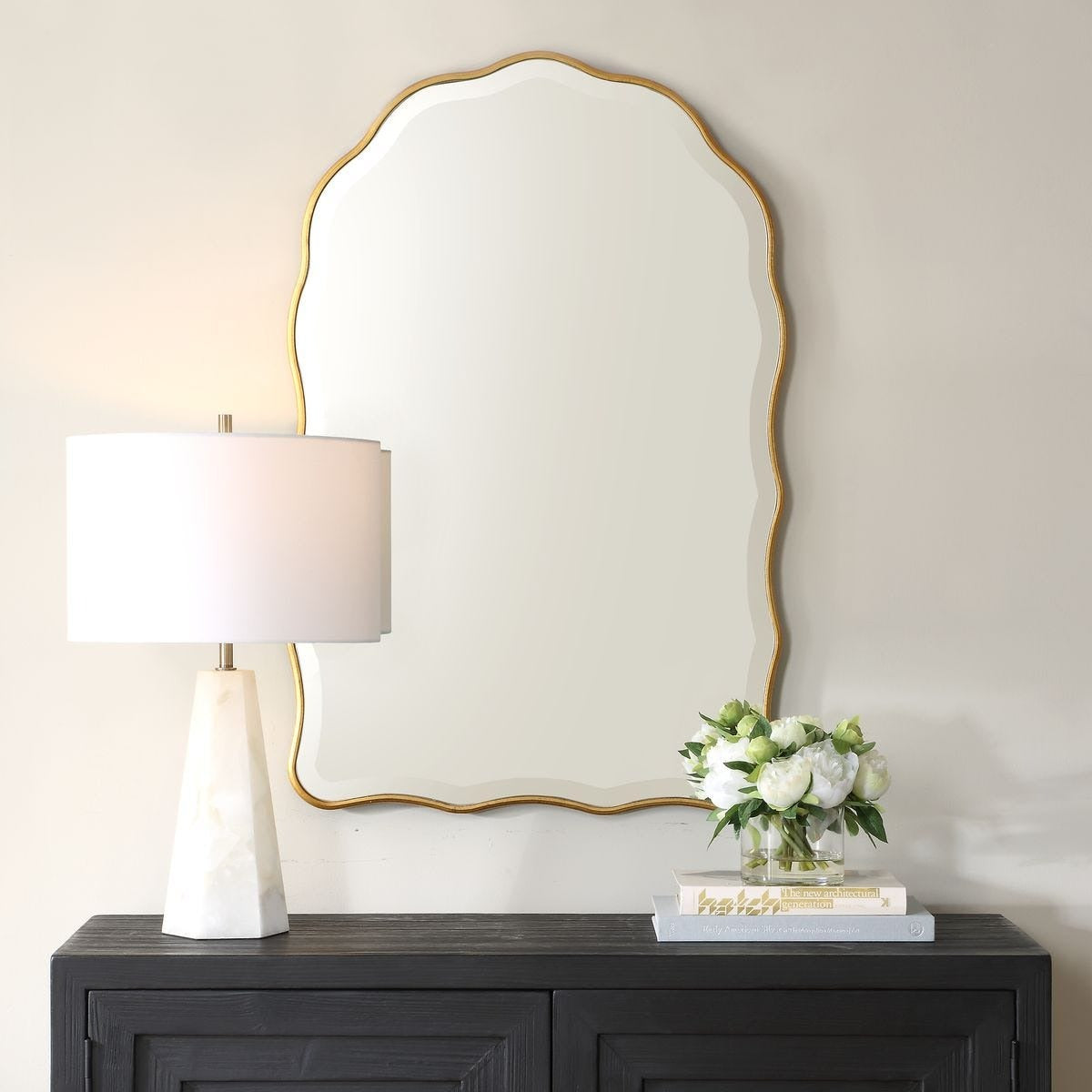 Keiichi Irregular Arched Mirror in Gold Leaf, view 2