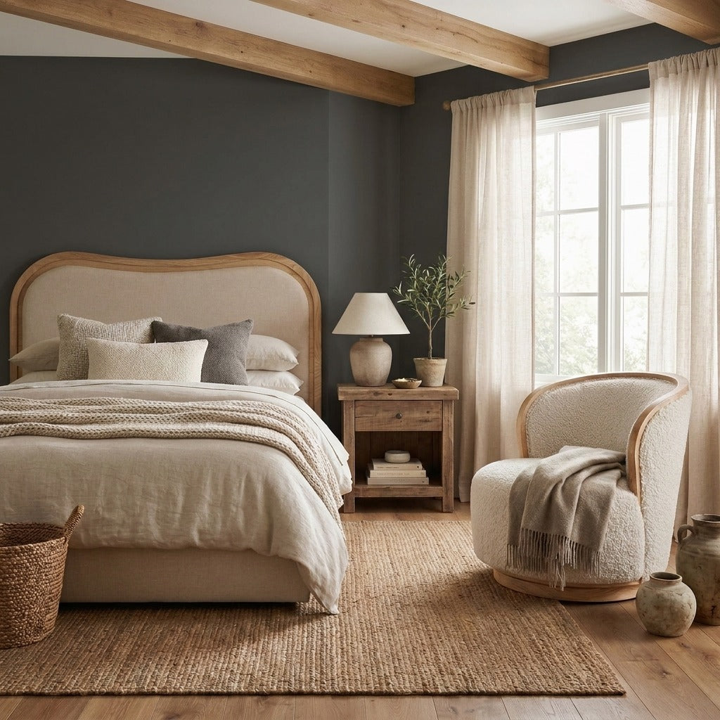 Keiichi Sandford Curved Upholstered Bed - King Size, view 5