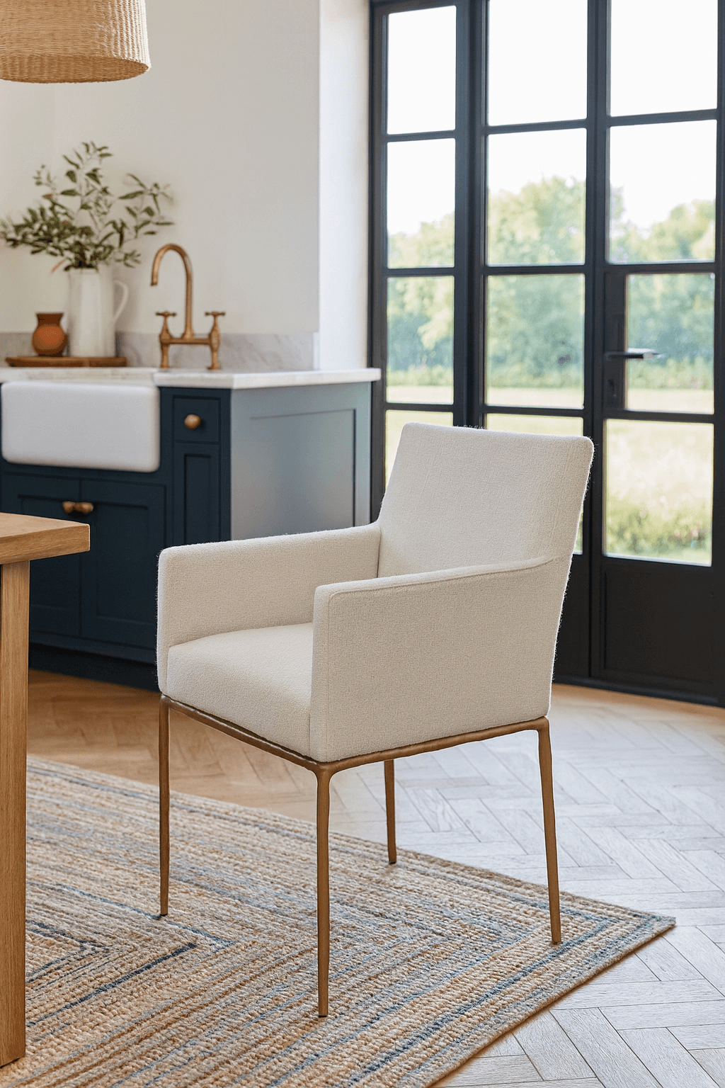 Keiichi Sloane Dining Arm Chair in Aged Brass, view 2