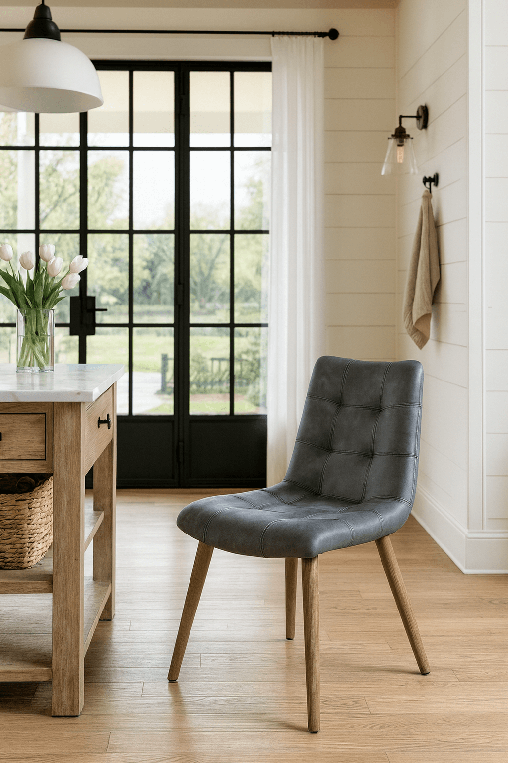 Keiichi Winchcombe Dining Chair in Grey Leather, view 2