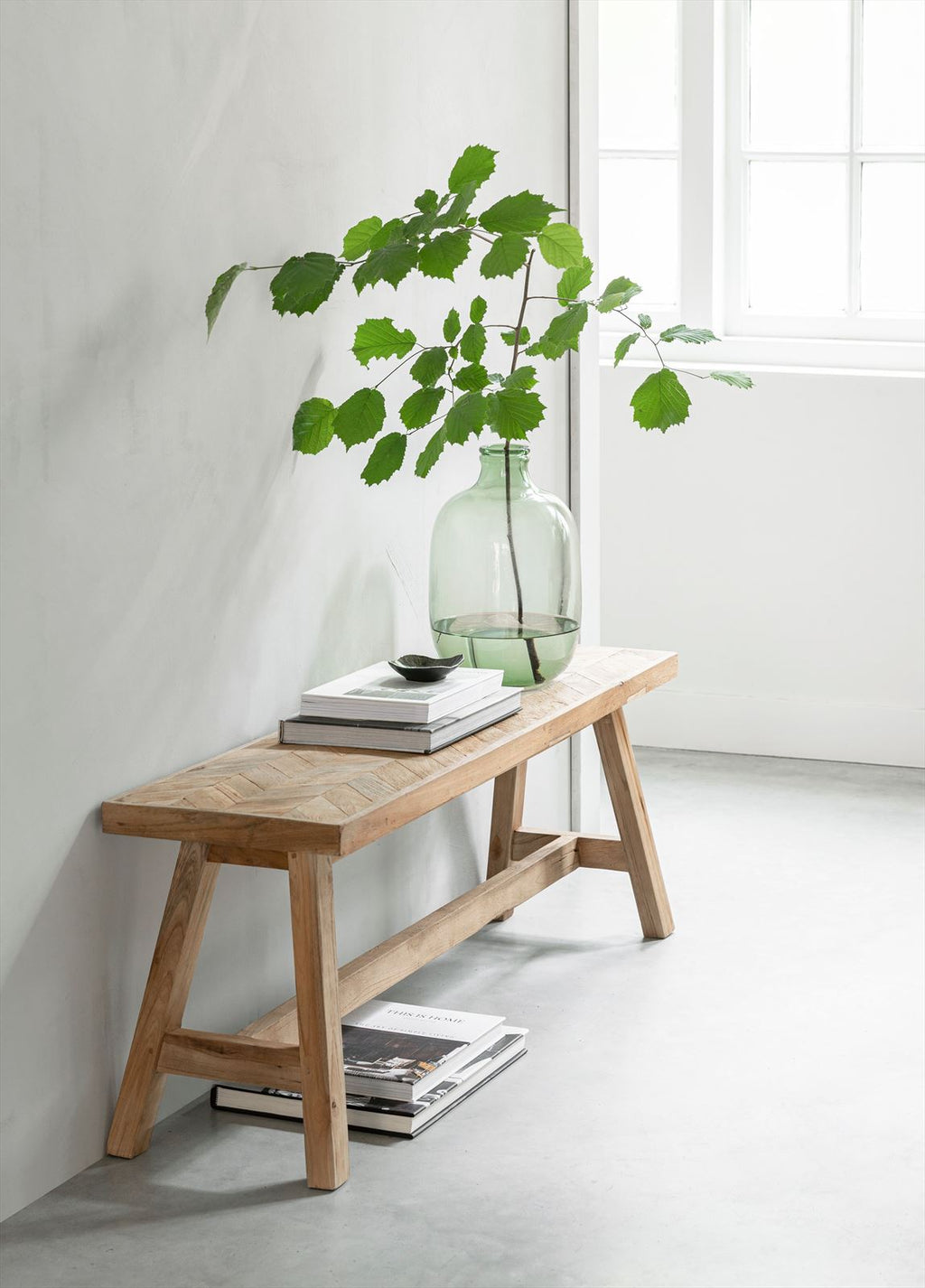 MUST Living Bench Herringbone medium in a room setting