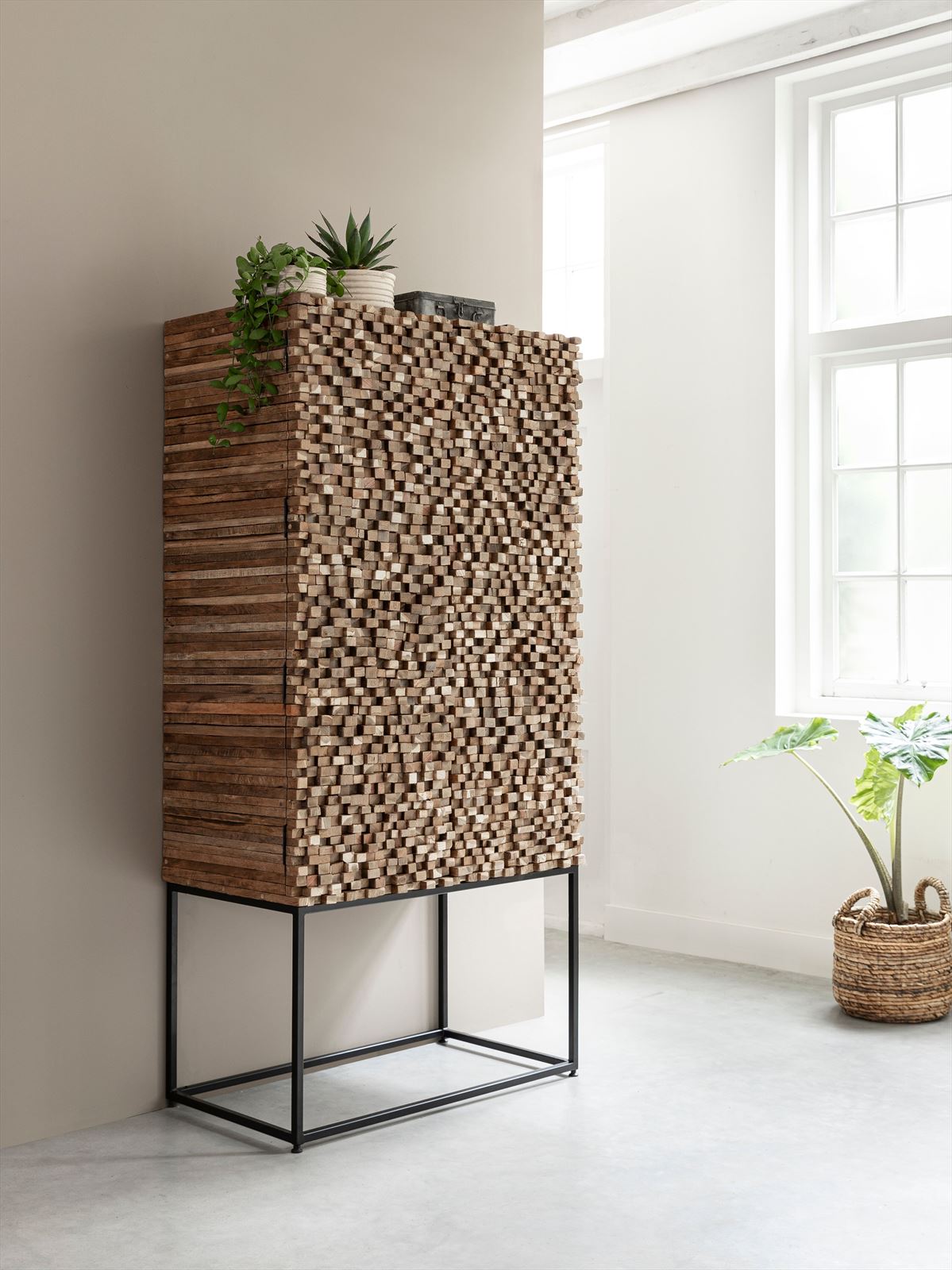MUST Living Cupboard Sticks, 2 doors and 6 shelves in a room setting