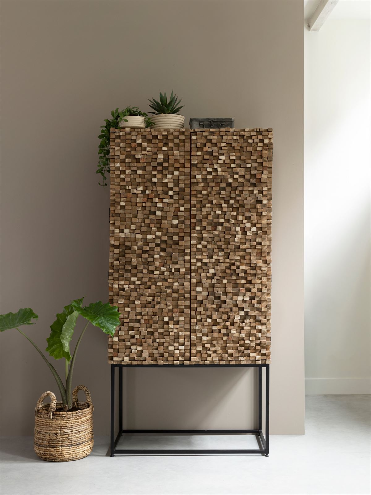 MUST Living Cupboard Sticks, 2 doors and 6 shelves in a room setting