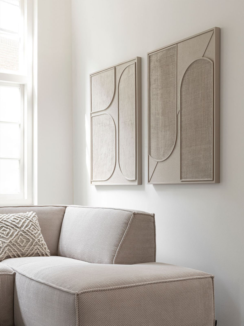 MUST Living Wall Panel Elyn Cream small in a room setting