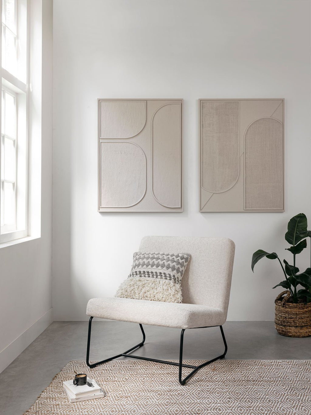 MUST Living Wall Panel Elyn Cream small in a room setting