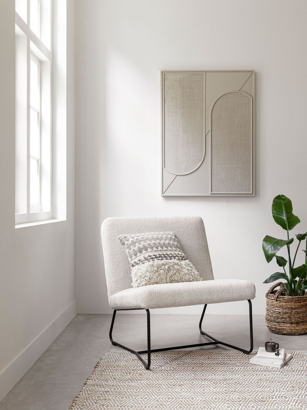 MUST Living Wall Panel Elyn Cream small in a room setting