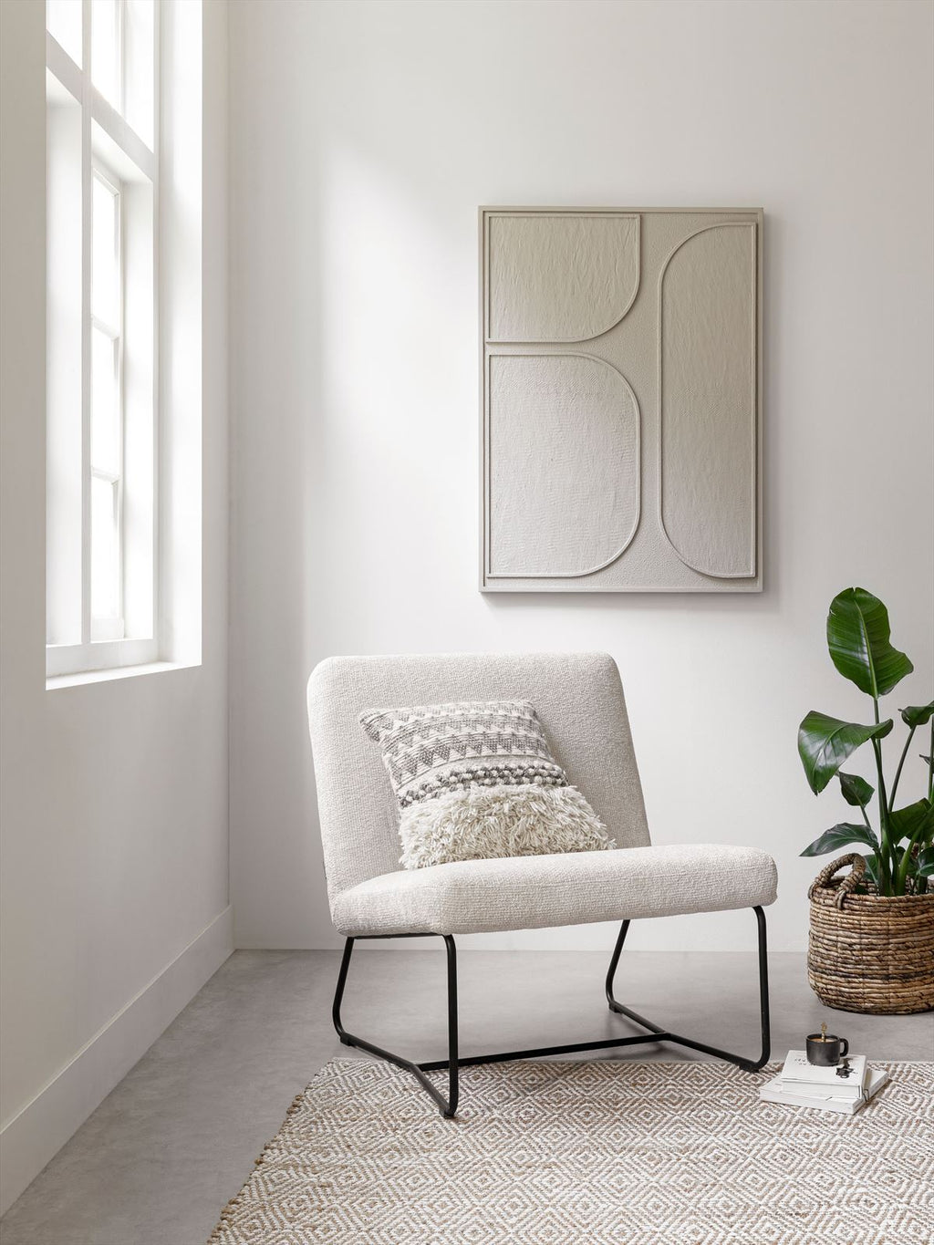 MUST Living Wall Panel Lorcan Cream small in a room setting