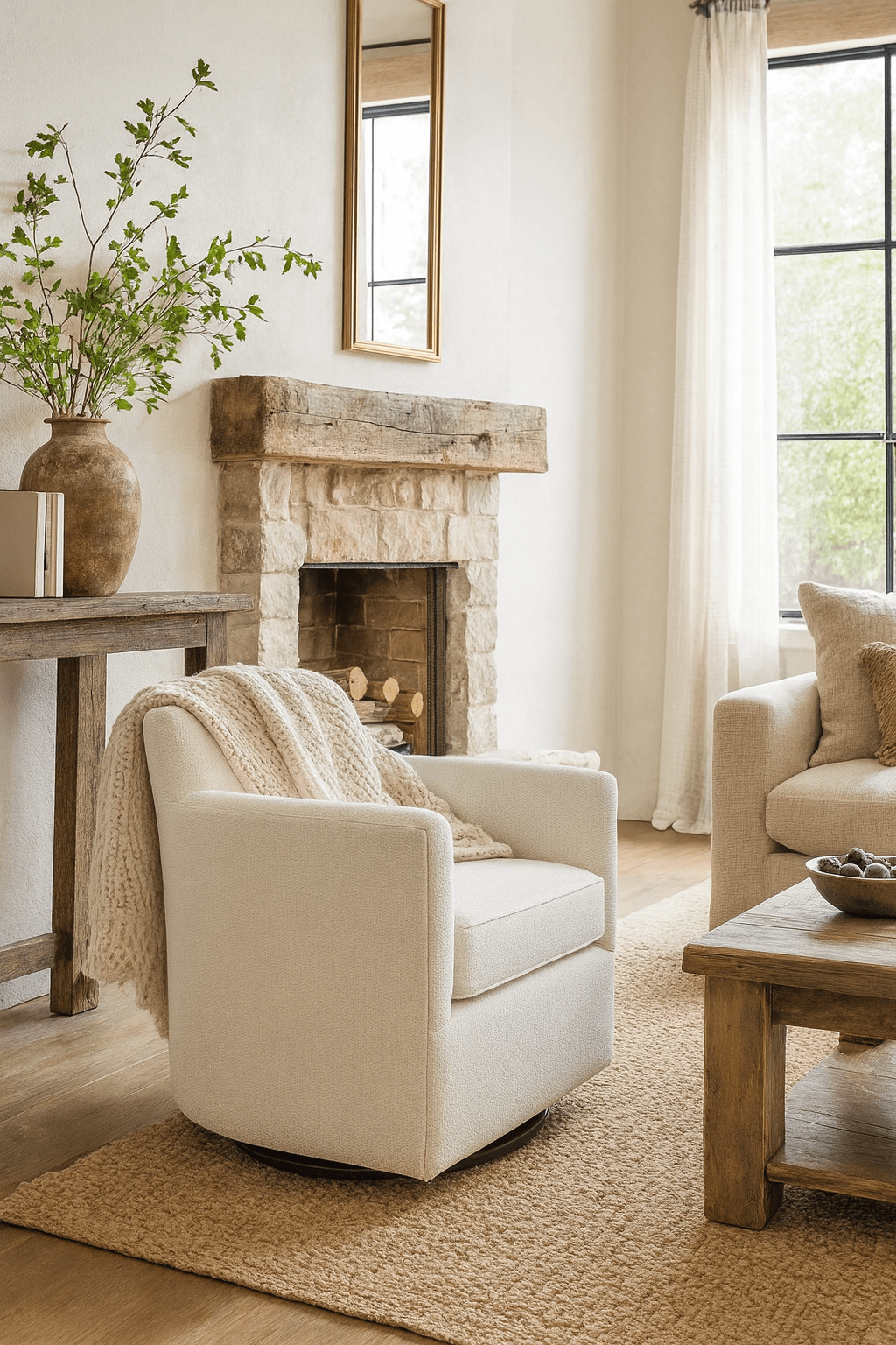 Keiichi Paxford Swivel Chair in Off-White, view 14
