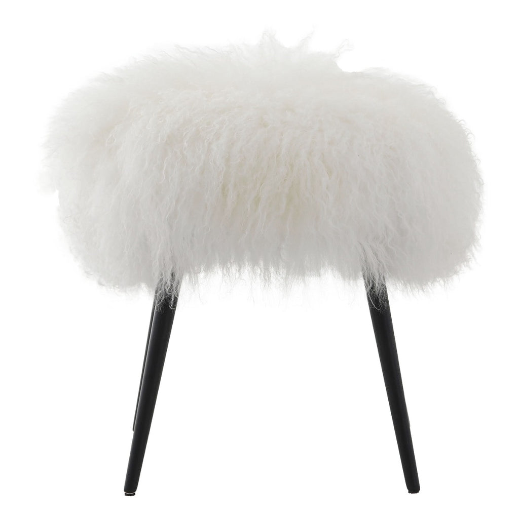 Keiichi Baaarb Stool in White Faux Sheepskin, view 9