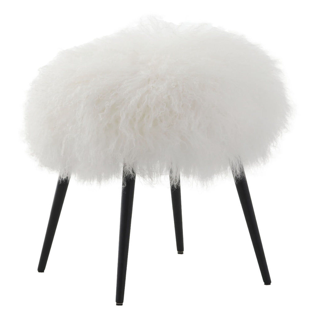 Keiichi Baaarb Stool in White Faux Sheepskin, view 10