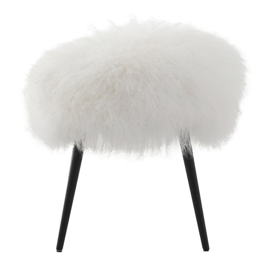 Keiichi Baaarb Stool in White Faux Sheepskin, view 11