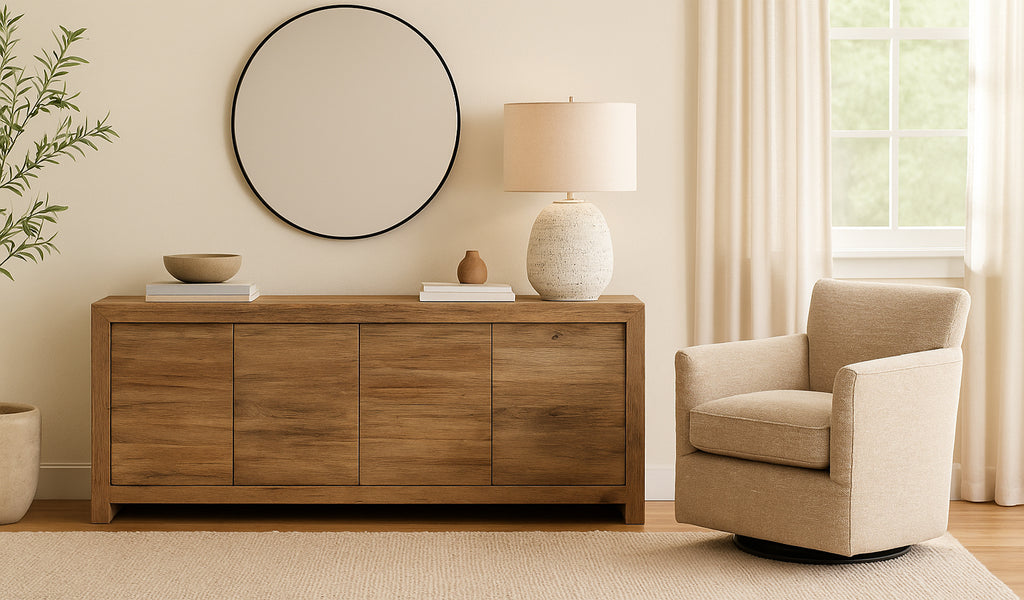 Keiichi Reclaimed Oak 4 Door Sideboard, view 3