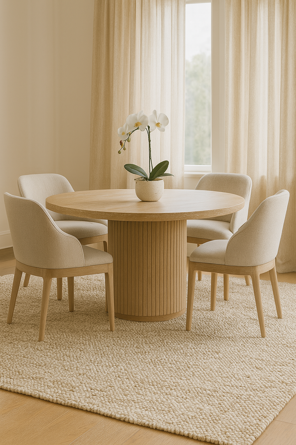 Keiichi Reeded Round Dining Table in Oak - 140cm, view 3