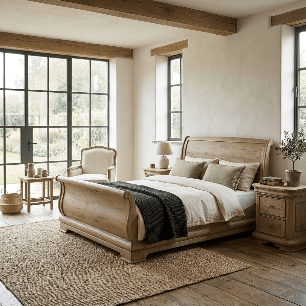 Keiichi Fulbrook Oak King Size Sleigh Bed, view 2