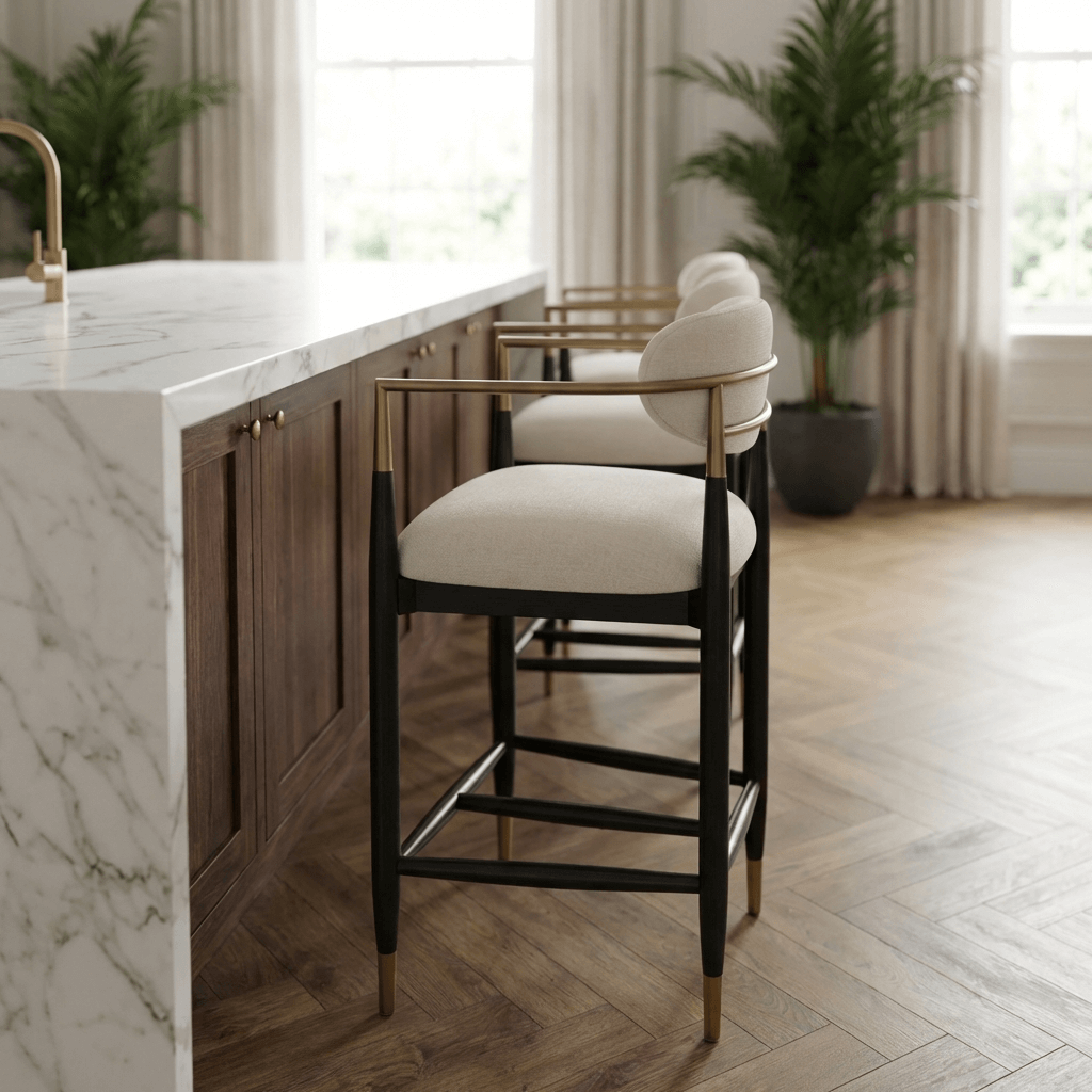 Keiichi Soho Counter Stool in Ebony and Brass Finish, view 8