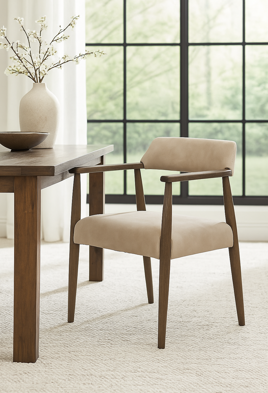 Keiichi Stonehouse Dining Chair in Taupe Italian Leather, view 2