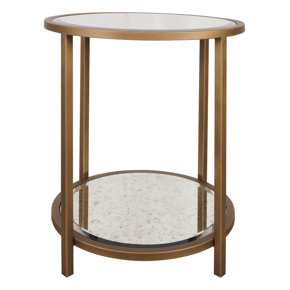 Keiichi Upton Round Side Table in Antique Brass