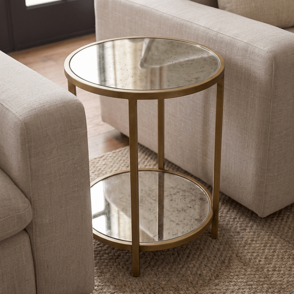 Keiichi Upton Round Side Table in Antique Brass, view 2