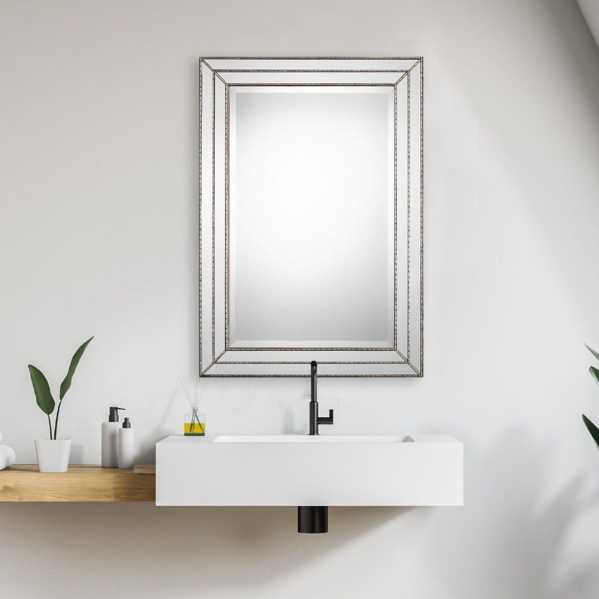 Keiichi Triple Frame Mirror Silver Finish, view 2