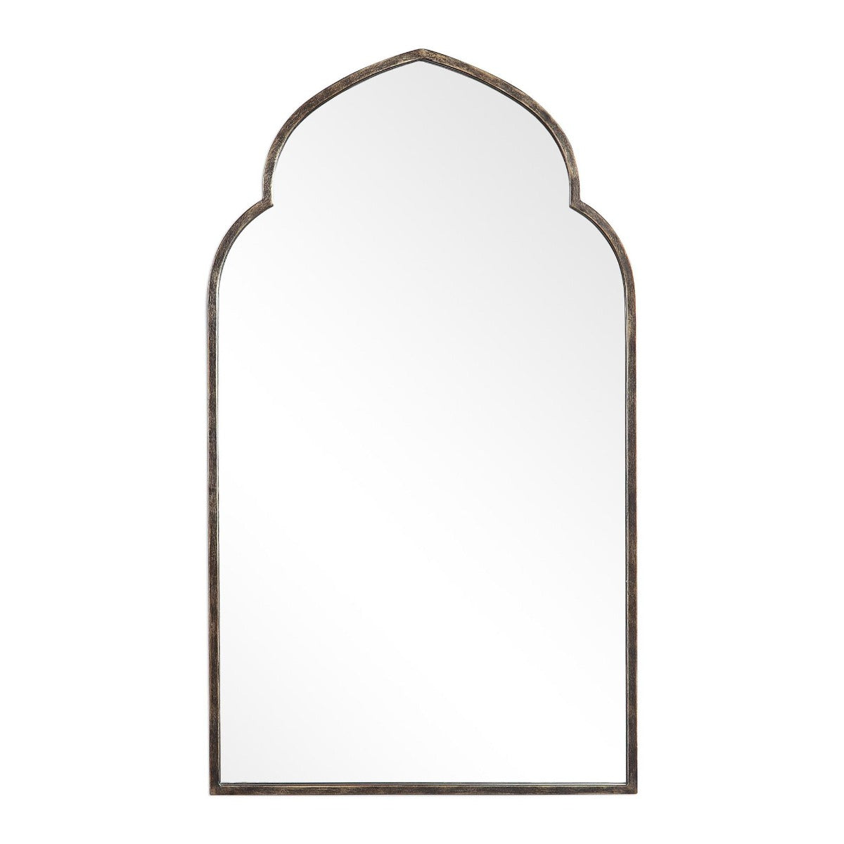 Keiichi Temple Arched Mirror in Golden Bronze