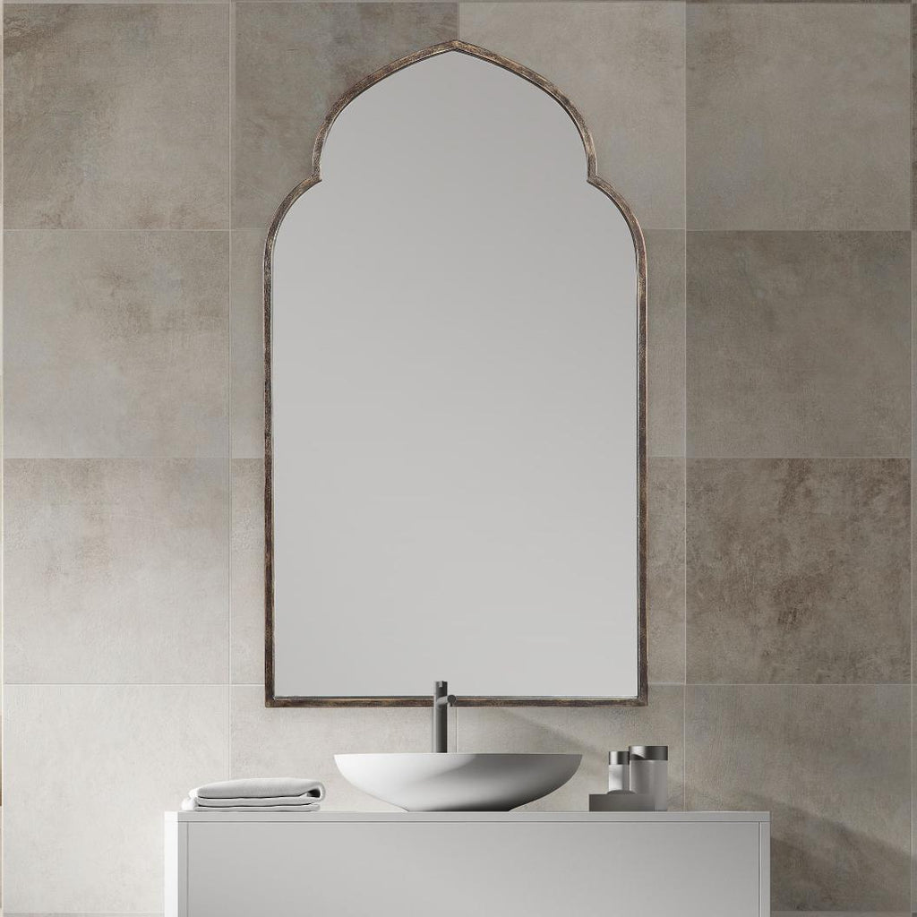 Keiichi Temple Arched Mirror in Golden Bronze, view 3