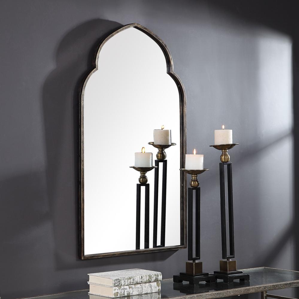 Keiichi Temple Arched Mirror in Golden Bronze, view 2