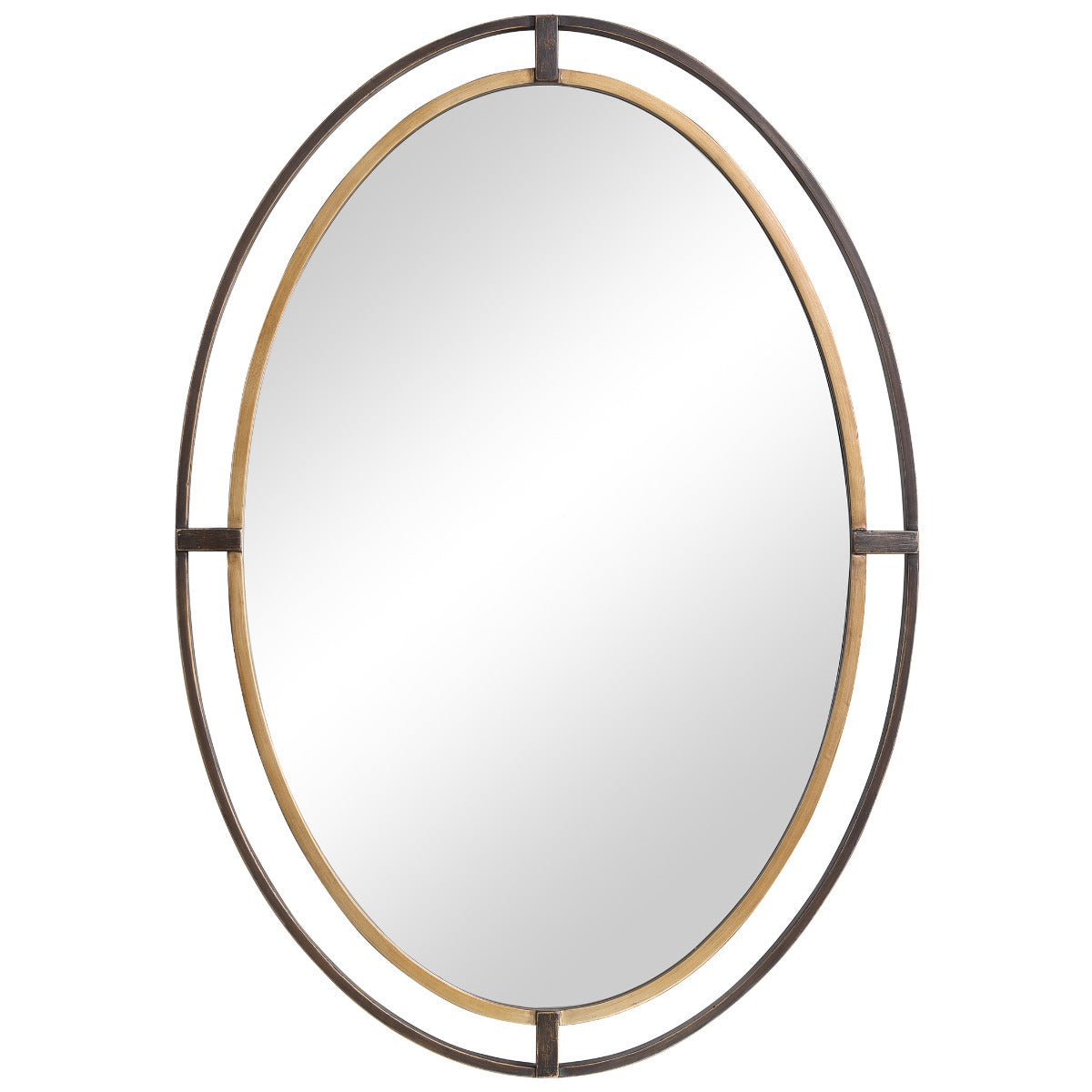 Keiichi Contrast Oval Mirror Bronze & Gold