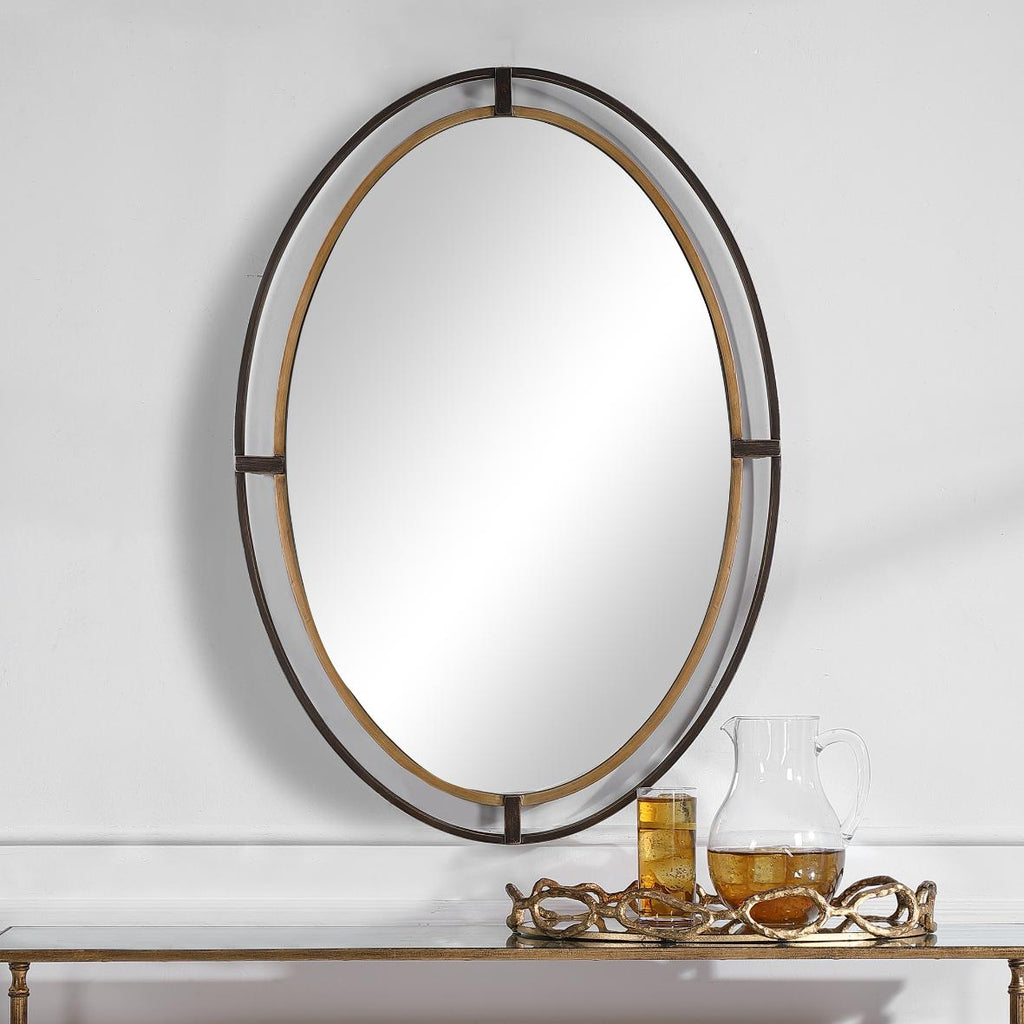 Keiichi Contrast Oval Mirror Bronze & Gold, view 2