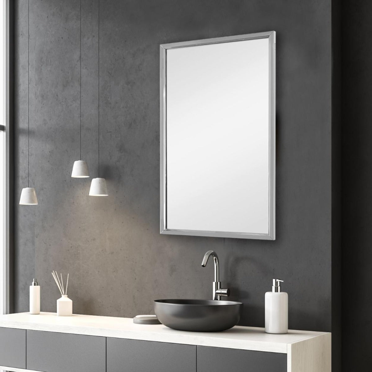 Keiichi Simple Rectangular Mirror Silver, view 2