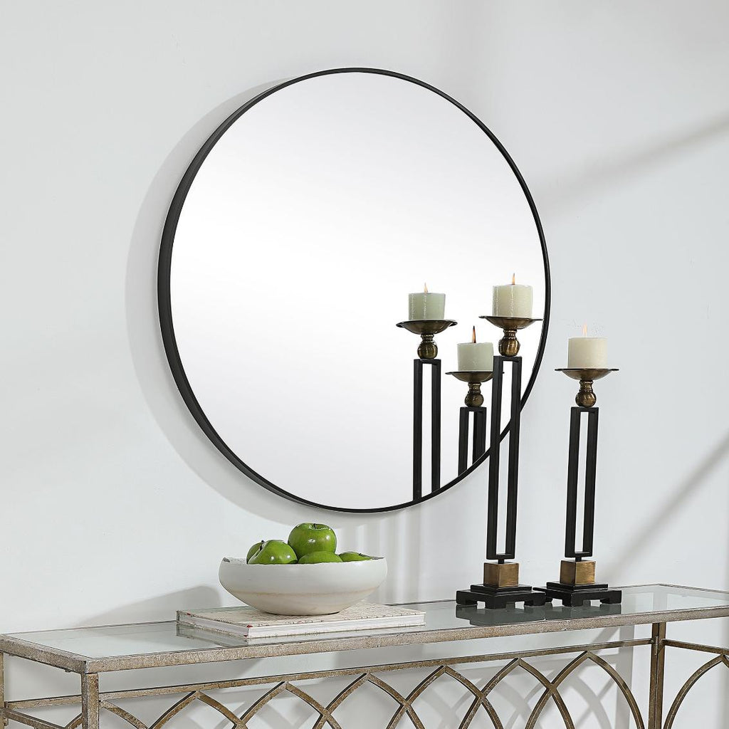 Keiichi Evelyn Round Mirror Black, view 3
