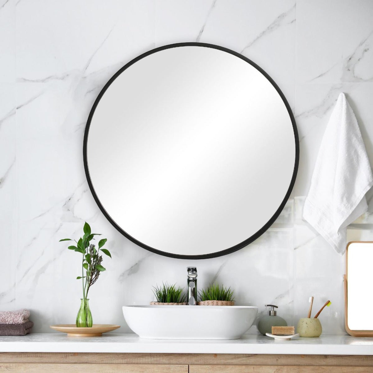 Keiichi Eve Medium Round Mirror Black, view 4