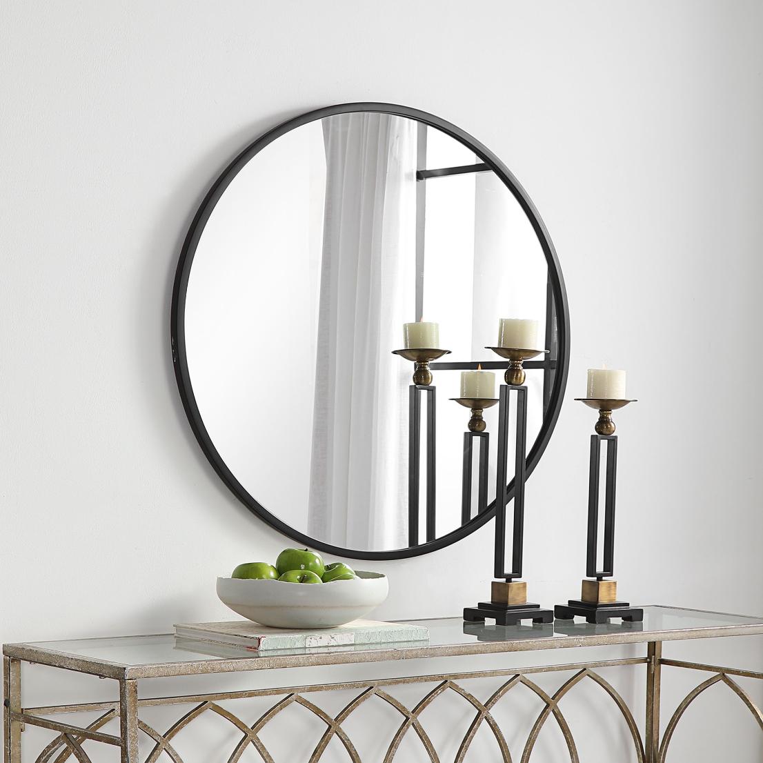 Keiichi Eve Medium Round Mirror Black, view 2