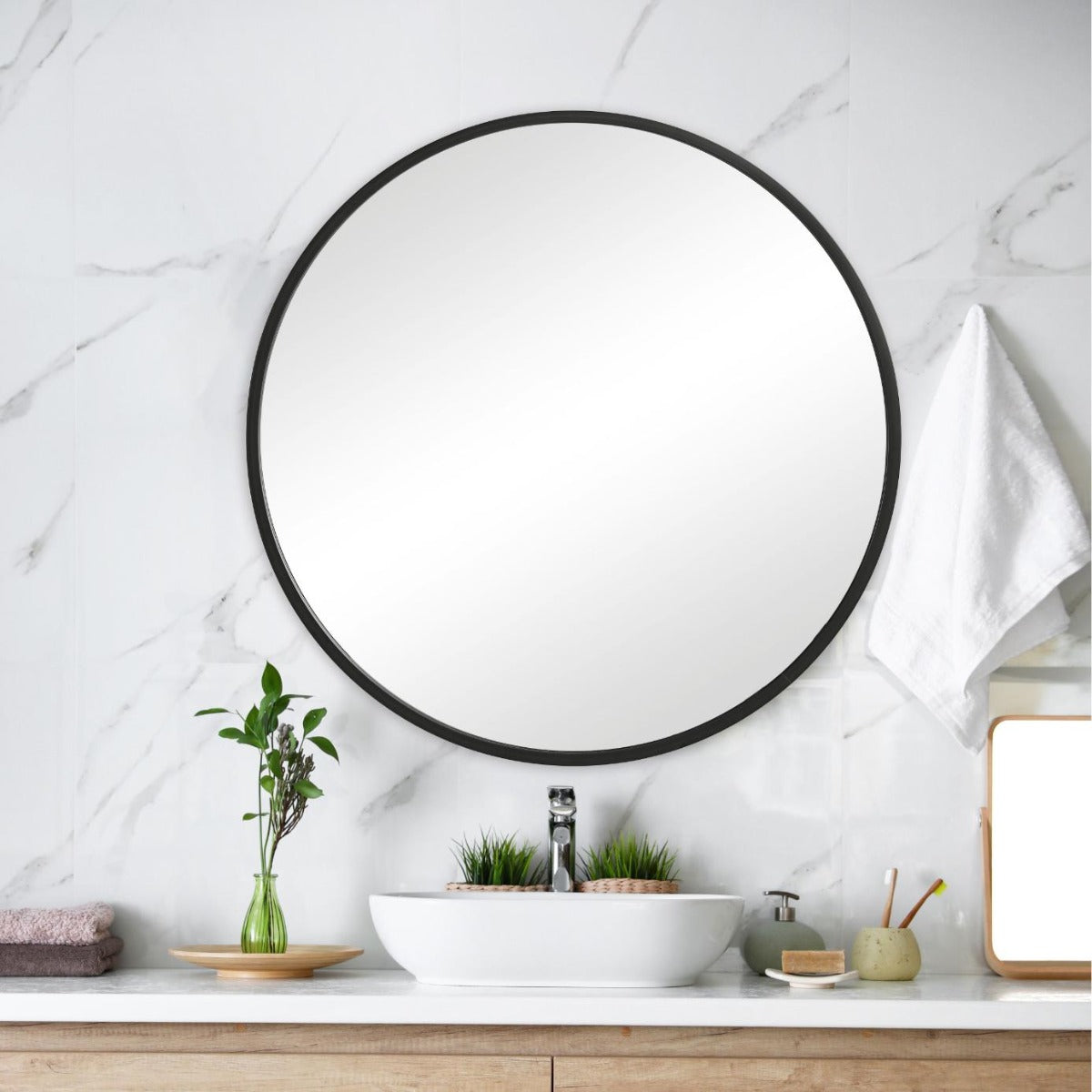 Keiichi Eve Large Round Mirror Black, view 2