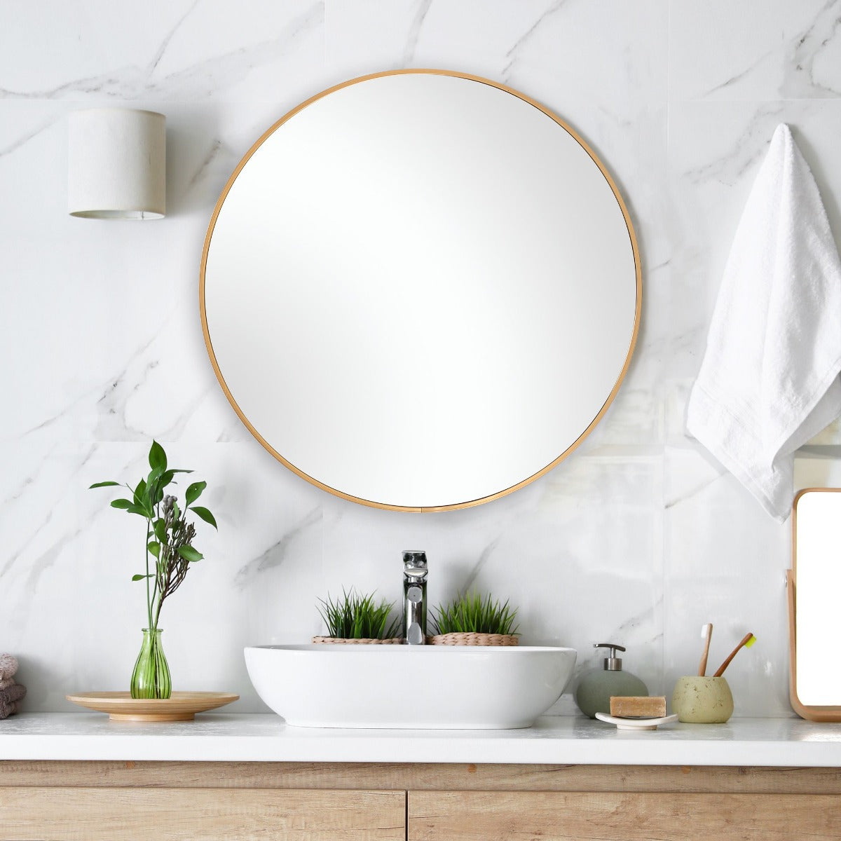 Keiichi Eve Small Round Mirror Gold, view 2